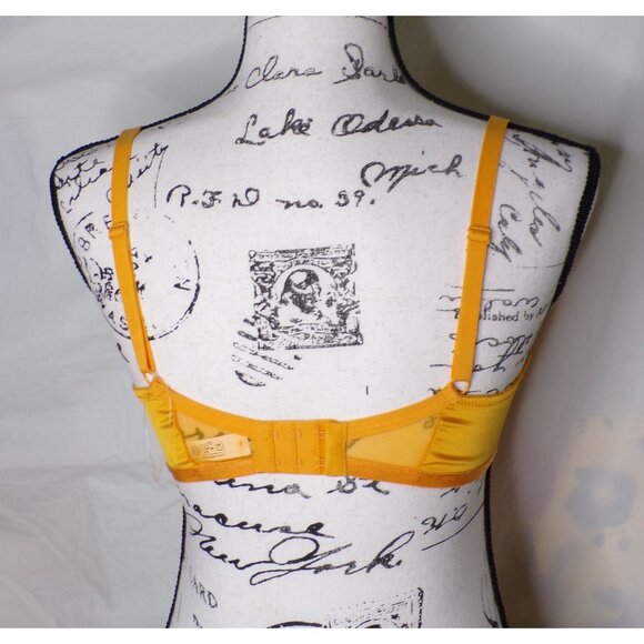 🆕ETAM Amaryllis Embroidered Underwire Demi Sheer Lace Bra 34D Gold Yellow - Picture 8 of 9